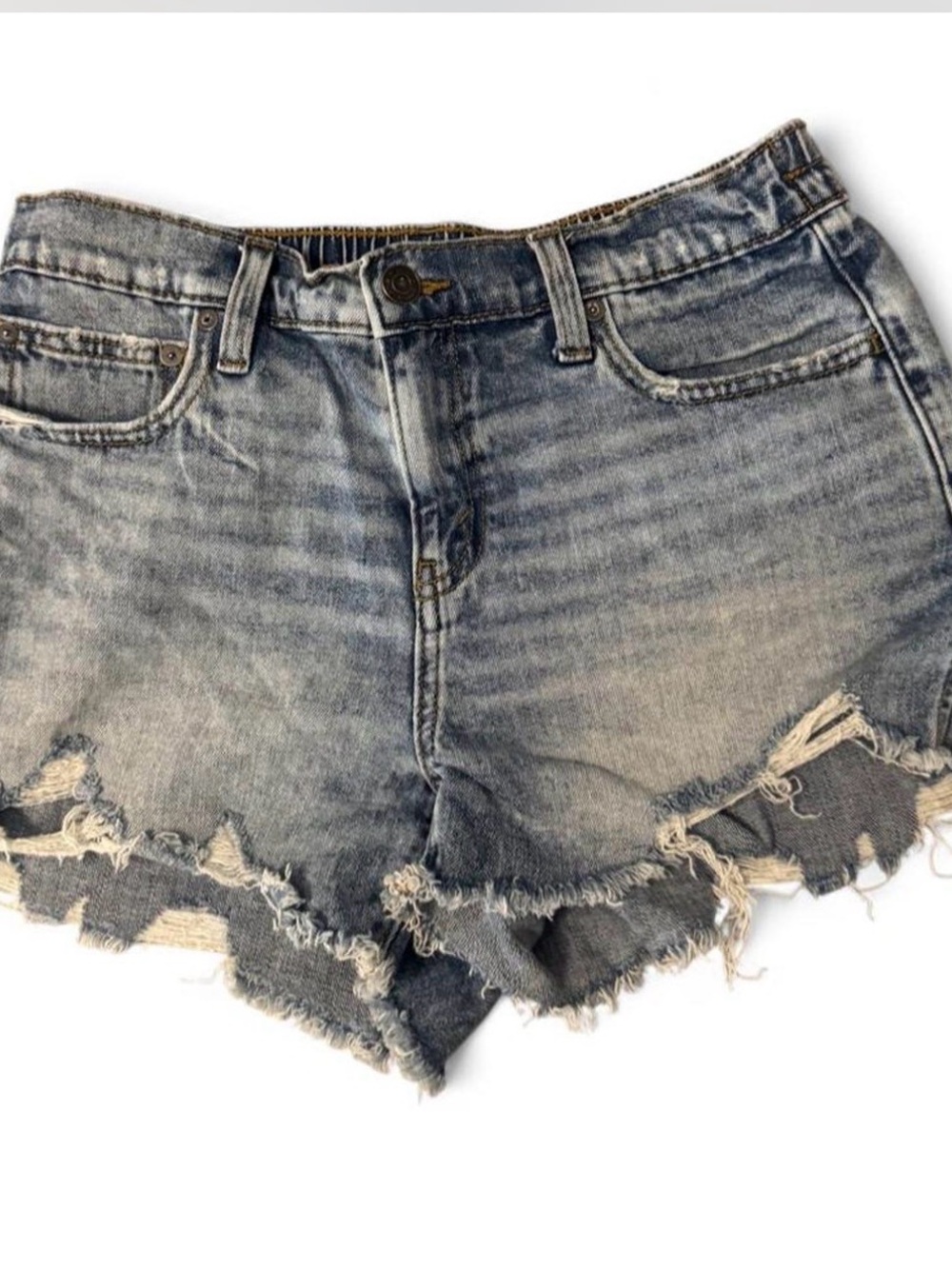aerie Distressed Light Blue Denim Cutoff Shorts